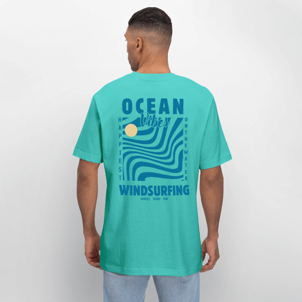 Relaxed Fit Unisex Bio-T-Shirt -happiest- - Poolblau