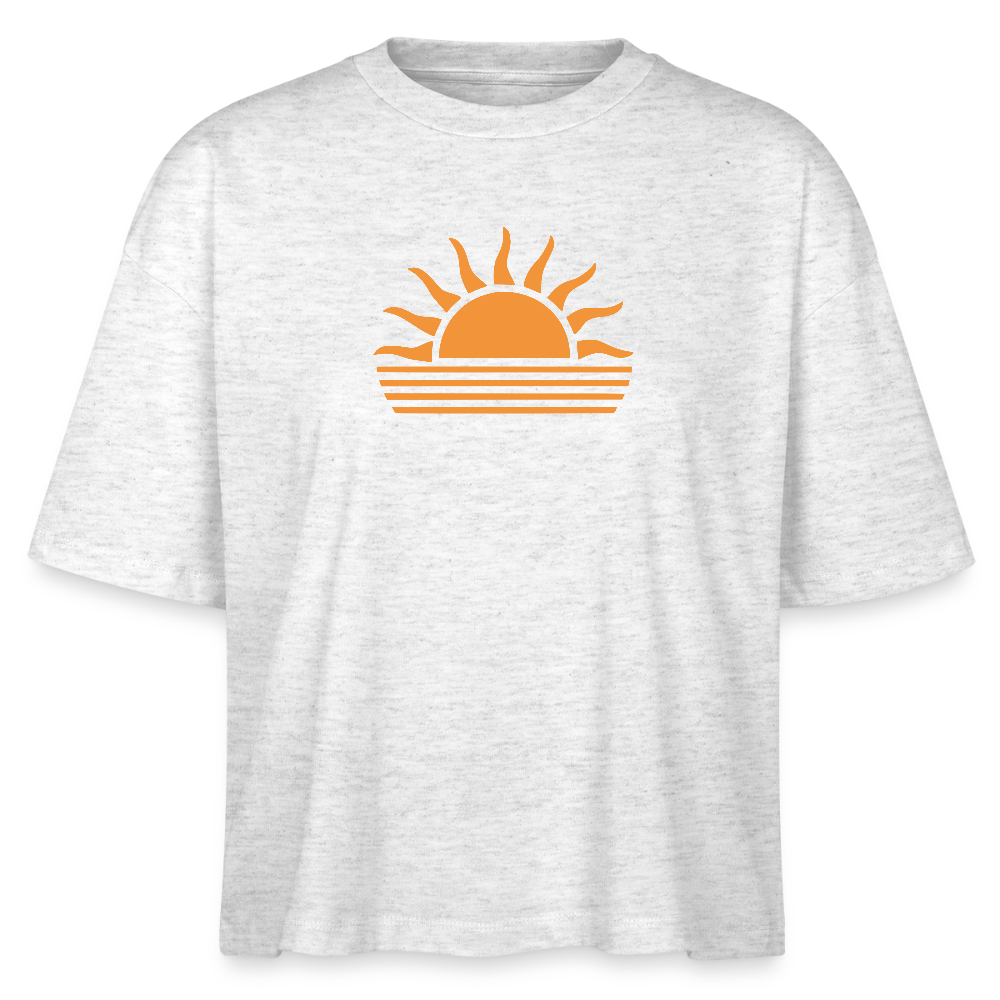 Frauen Boxy Bio-T-Shirt -sunset- - Weiß meliert