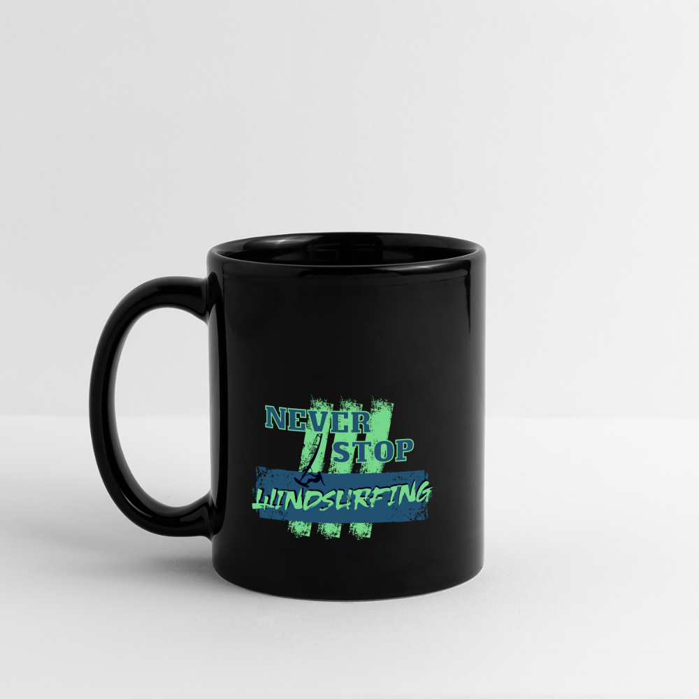 Tasse -never stop windsurfing- - Schwarz