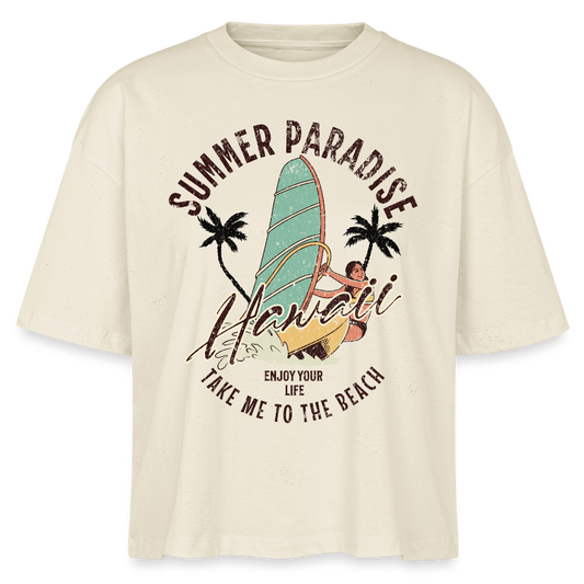 Frauen Boxy Bio-T-Shirt -enjoy life- - Weißgrau