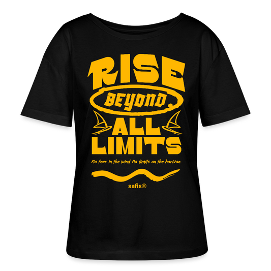 -rise all limits- Relaxed Rundhals Frauen Bio-T-Shirt - Schwarz
