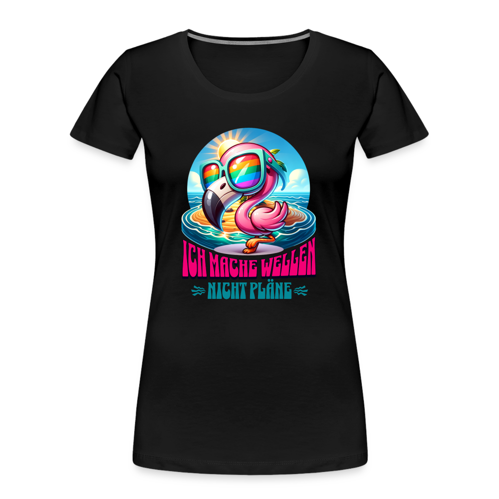 Frauen Premium Bio T-Shirt -flamingo- - Schwarz
