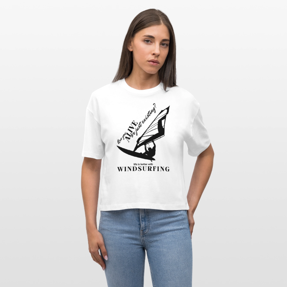 T Shirt Windsurf -are you alive- - Weiß