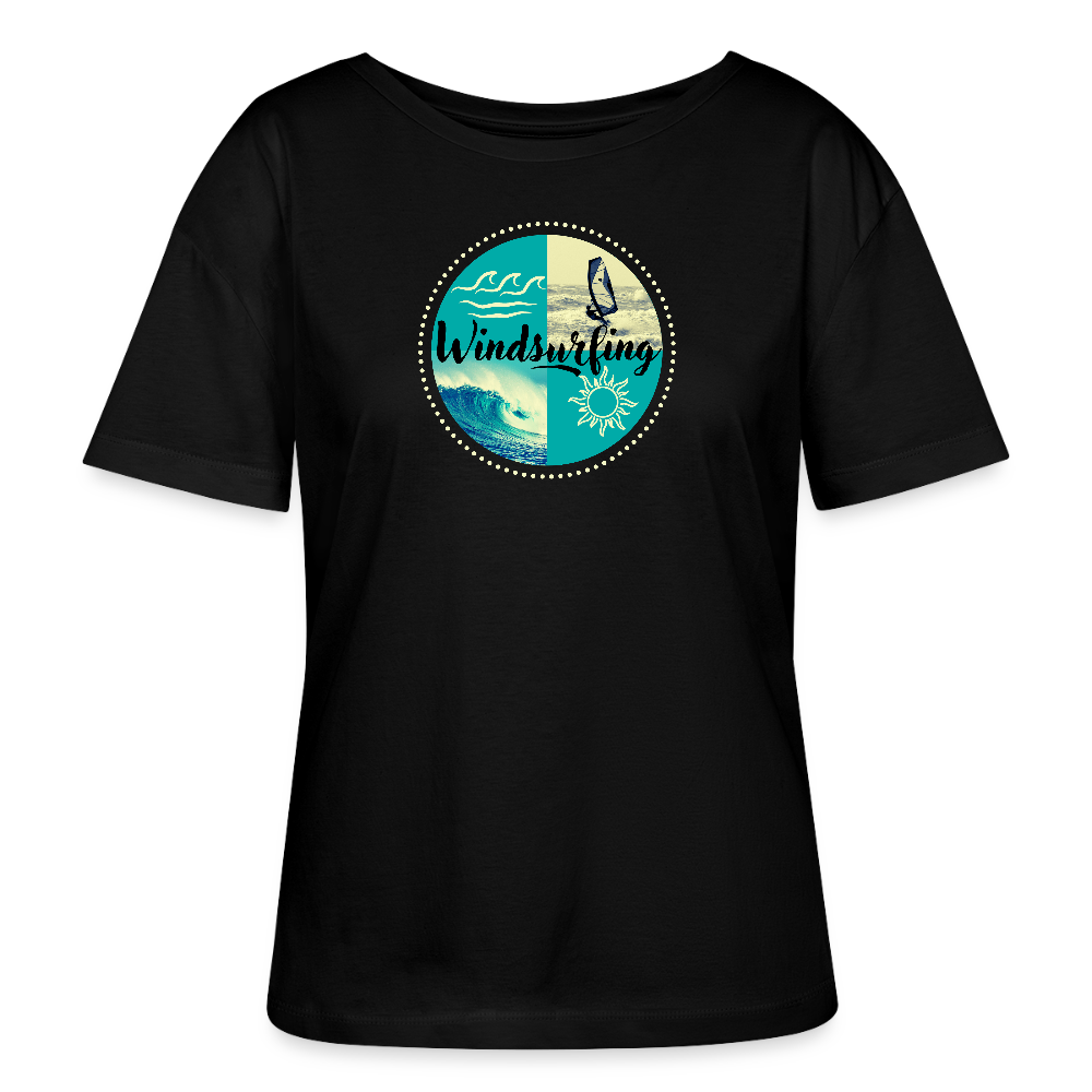 Relaxed Rundhals Frauen Bio-T-Shirt -ocean- - Schwarz