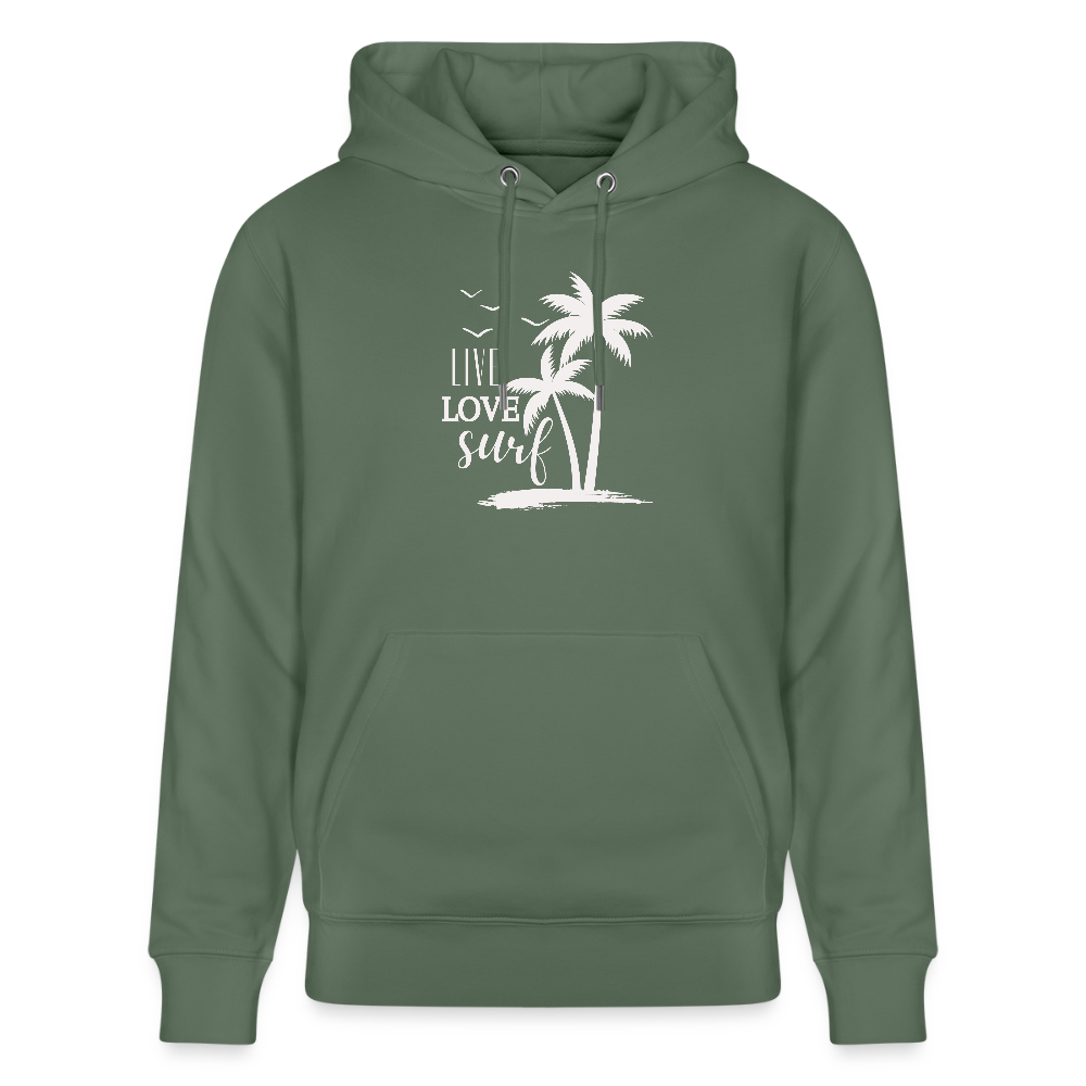 Unisex Bio-Hoodie CRUISER -live love surf- - Tanngrün