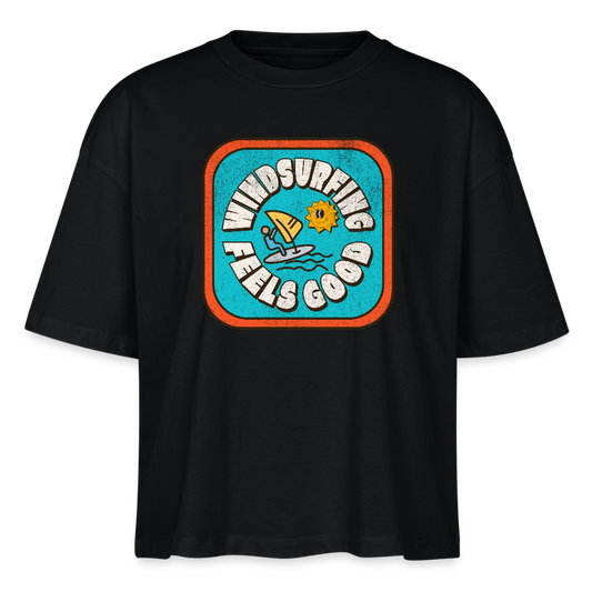 Frauen Boxy Bio-T-Shirt -feeld good- - Schwarz