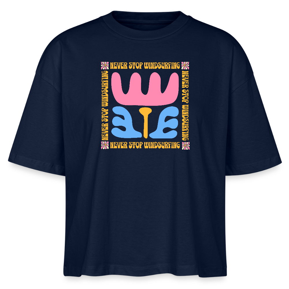 Frauen Boxy Bio-T-Shirt -wavy- - Navy