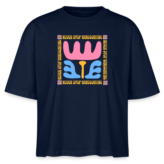 Frauen Boxy Bio-T-Shirt -wavy- - Navy