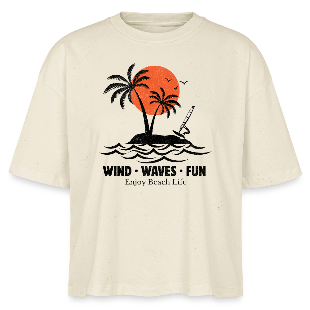 Frauen Boxy Bio-T-Shirt -enjoy life- - Weißgrau