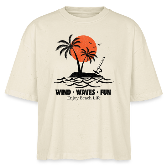 Frauen Boxy Bio-T-Shirt -enjoy life- - Weißgrau