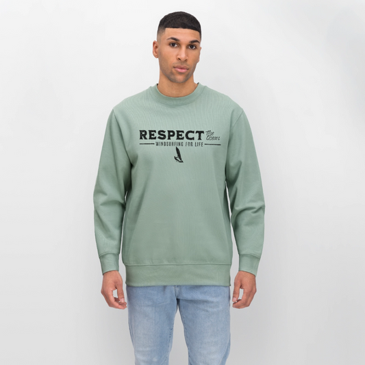 Windsurfen Kleidung - Unisex Bio-Sweatshirt CHANGER -respect- - Helles Graugrün