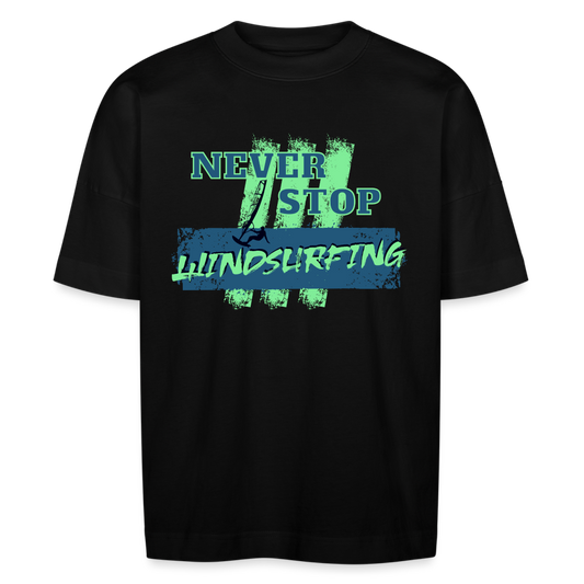 Stanley/Stella Unisex Oversize Bio-T-Shirt -never stop windsurfing- - Schwarz