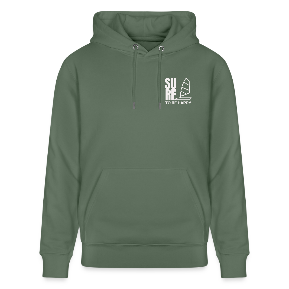 Unisex Bio-Hoodie CRUISER -surf to be happy- - Tanngrün