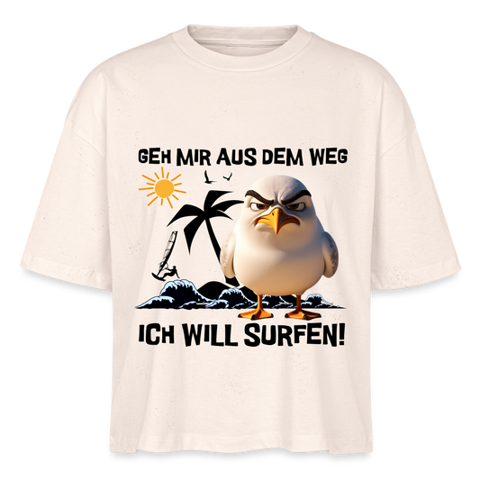 Frauen Boxy Bio-T-Shirt -ich will surfen- - Naturweiß