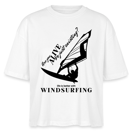 Surf und Streetstyle Bekleidung - T Shirt Windsurf -are you alive- - Weiß