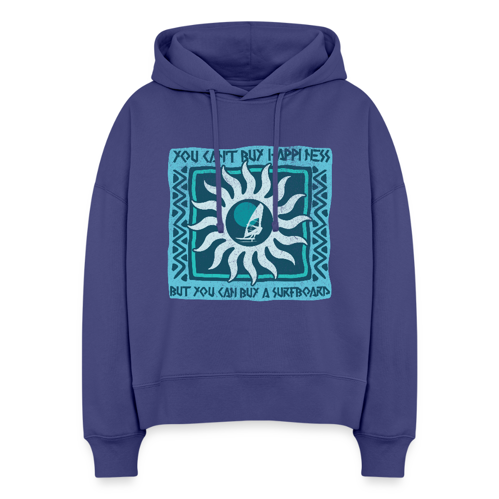Boxy Frauen Bio Hoodie -buy happiness- - Königsblau