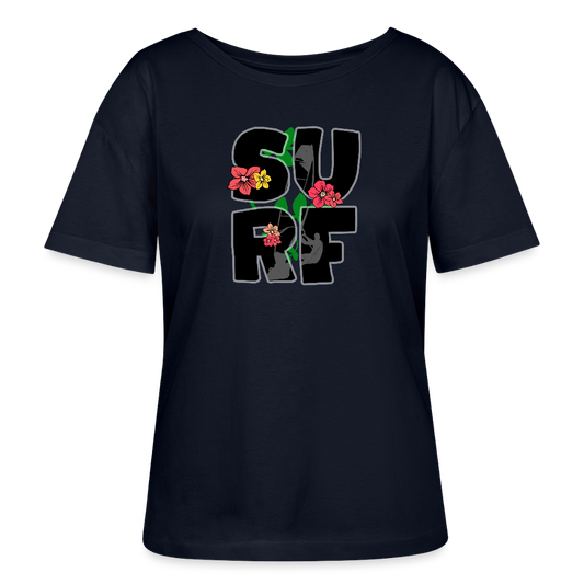 Relaxed Rundhals Frauen Bio-T-Shirt -surf girl- - Navy