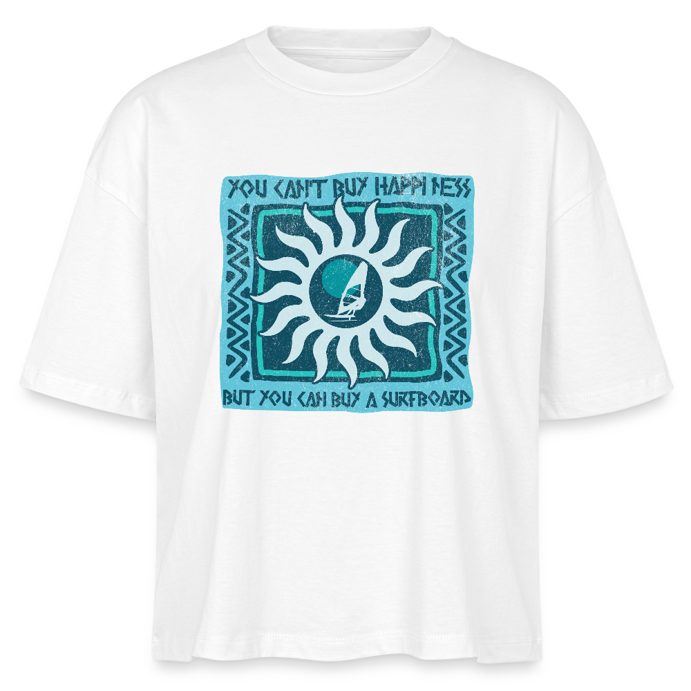 Frauen Boxy Bio-T-Shirt -buy happiness- - Weiß