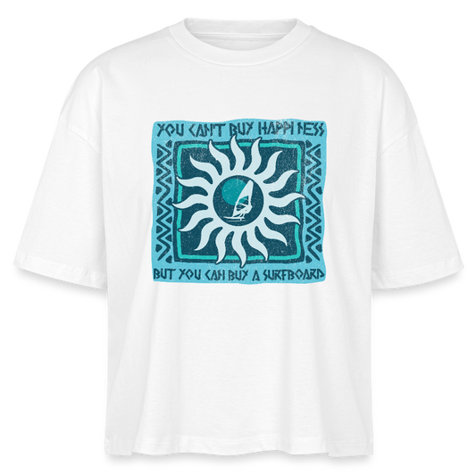 Frauen Boxy Bio-T-Shirt -buy happiness- - Weiß