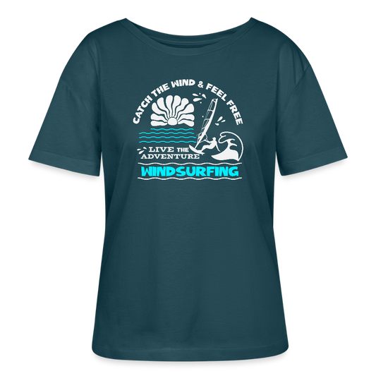 Relaxed Rundhals Frauen Bio-T-Shirt -adventure- - Dunkles Petrol