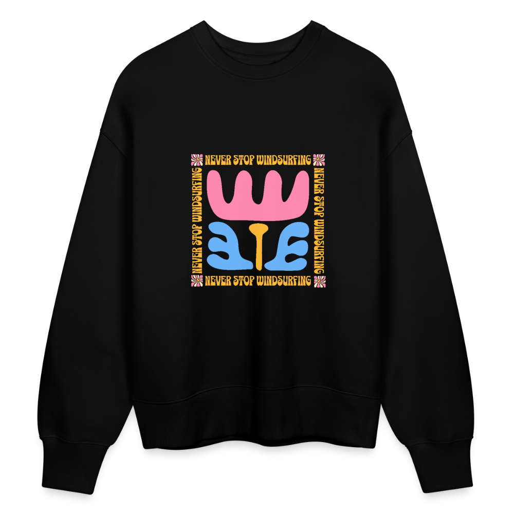 Unisex Oversize Bio Pullover -wavy- - Schwarz