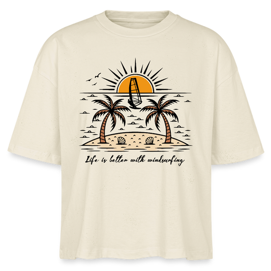 Frauen Boxy Bio-T-Shirt -better life- - Weißgrau