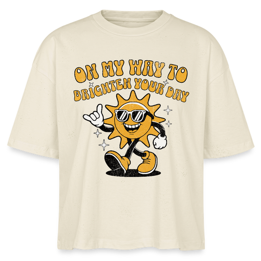 Safis Sports Frauen Boxy Bio-T-Shirt -on my way- - Weißgrau