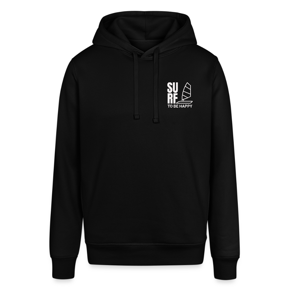 Unisex Bio-Hoodie -surf to be happy- - Schwarz