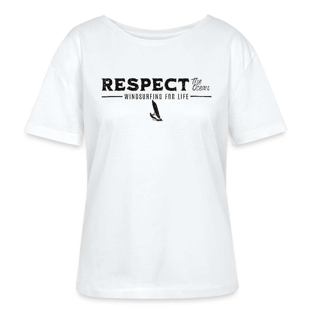 Relaxed Rundhals Frauen Bio-T-Shirt -respect- - Weiß