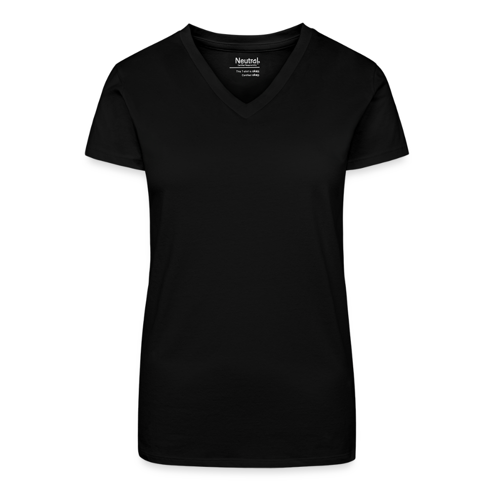 Bio Frauen T-Shirt mit V-Ausschnitt -follow me- - Schwarz