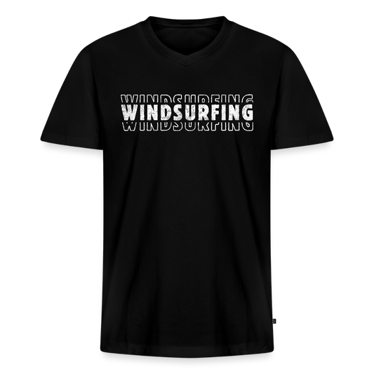 Männer Bio-T-Shirt mit V-Ausschnitt -windsurfing- - Schwarz