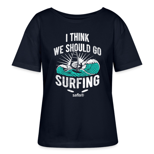 Windsurfing Relaxed Rundhals Frauen Bio-T-Shirt SERENA -surfing- - Navy safis®