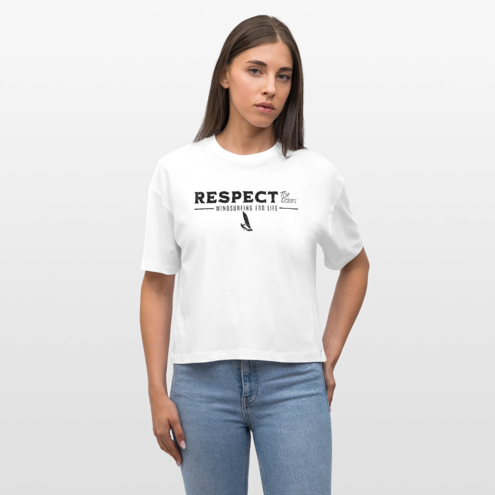 Frauen Boxy Bio-T-Shirt -respect- - Weiß