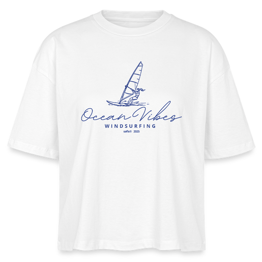 Frauen Boxy Bio-T-Shirt -ocean vibes windsurfing- - Weiß