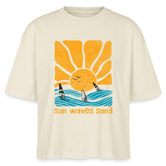 Frauen Boxy Bio-T-Shirt Nova -sunny waves- - Weißgrau