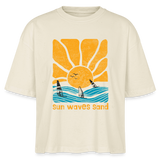 Frauen Boxy Bio-T-Shirt Nova -sunny waves- - Weißgrau
