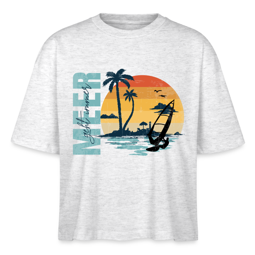 Frauen Boxy Bio-T-Shirt -meer geht immer- - Weiß meliert