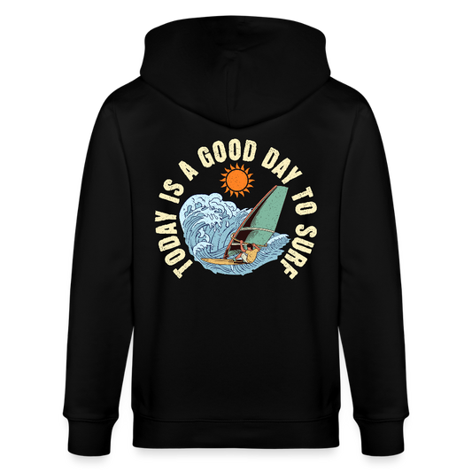 Unisex Bio-Kapuzenjacke -good day to surf- - Schwarz