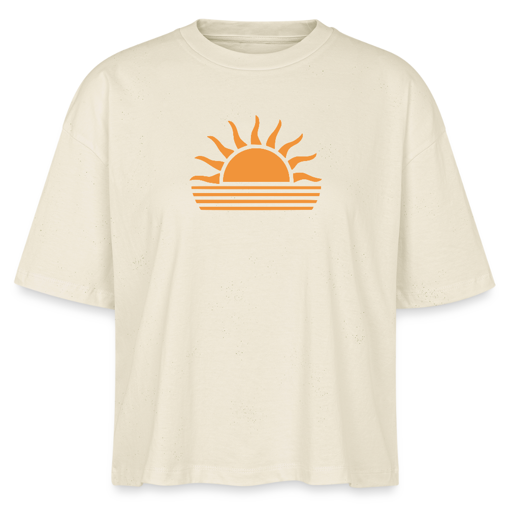 Frauen Boxy Bio-T-Shirt -sunset- - Weißgrau