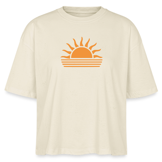 Frauen Boxy Bio-T-Shirt -sunset- - Weißgrau