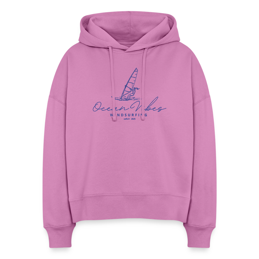 Boxy Frauen Bio Hoodie Nora -ocean vibes windsurfing- - Pink