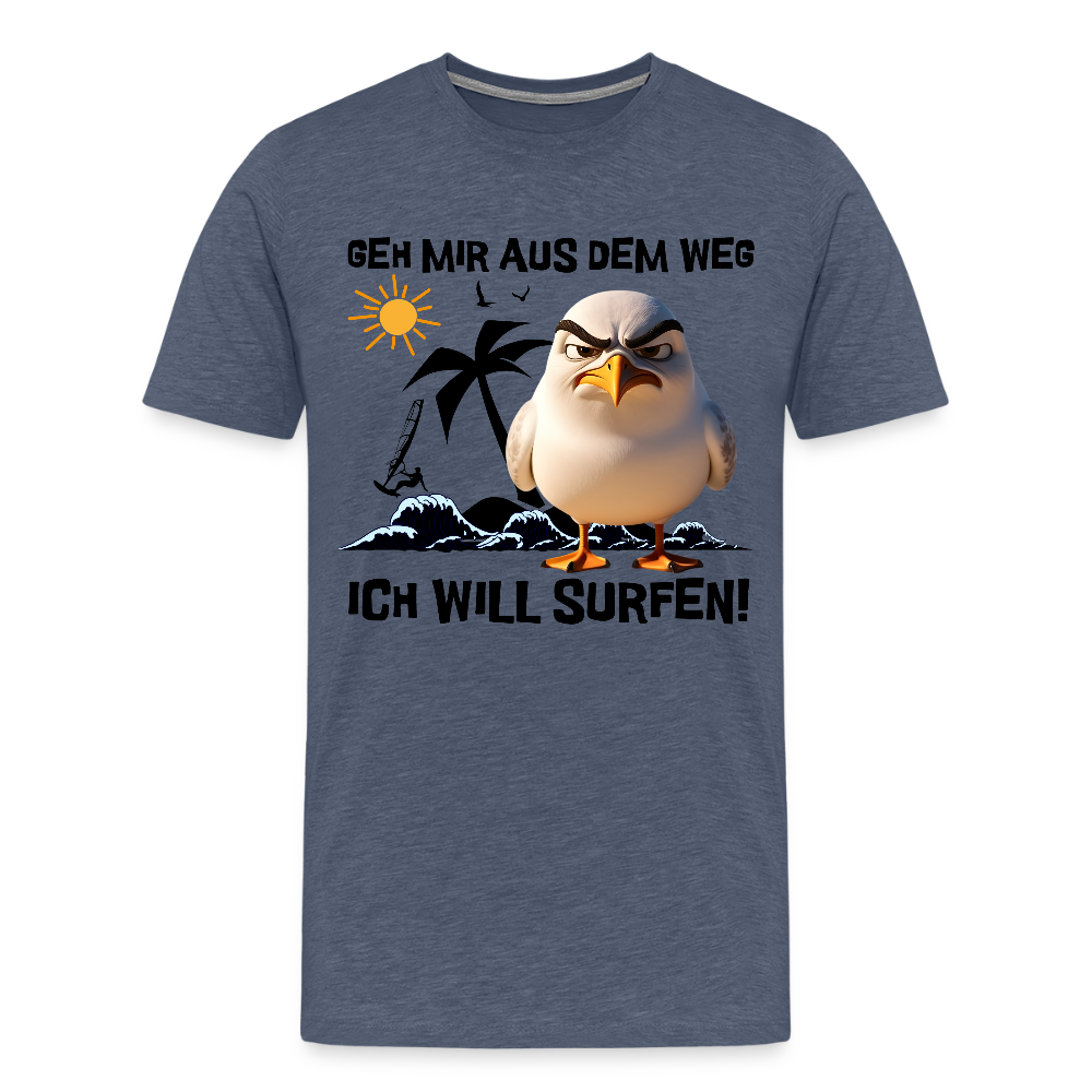Männer Premium T-Shirt -ich will surfen- - Blau meliert