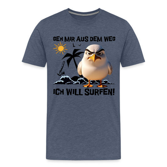 Männer Premium T-Shirt -ich will surfen- - Blau meliert