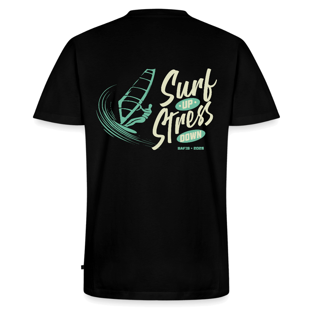 Männer Bio-T-Shirt mit V-Ausschnitt -surf up- - Schwarz