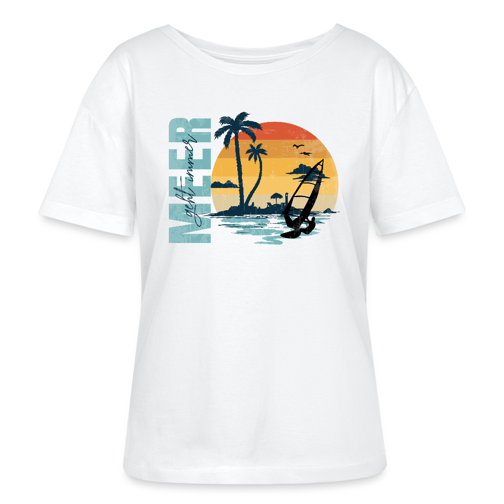 Relaxed Rundhals Frauen Bio-T-Shirt -meer geht immer- - Weiß