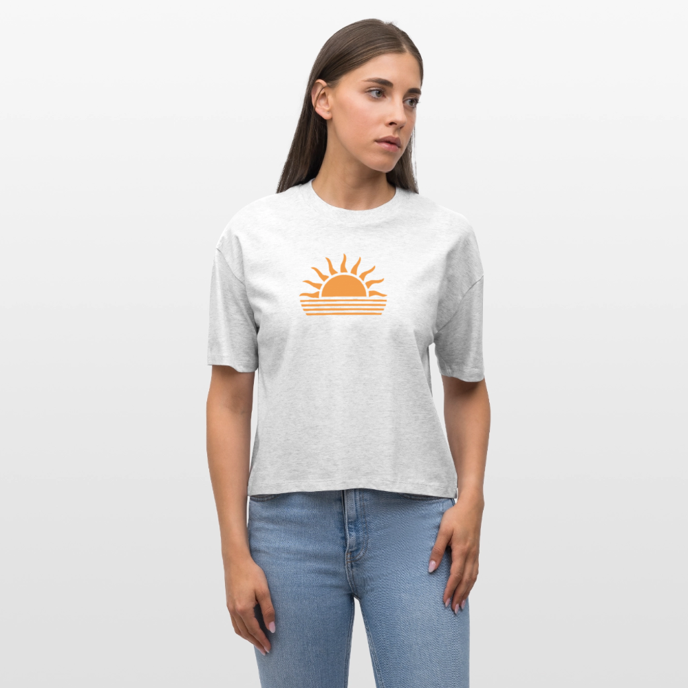 Frauen Boxy Bio-T-Shirt -sunset- - Weiß meliert