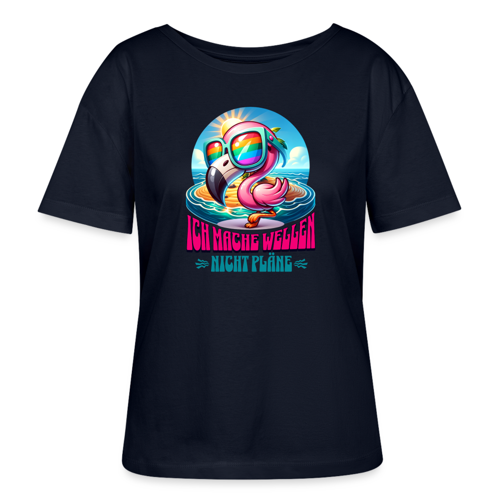 Relaxed Rundhals Frauen Bio-T-Shirt -flamingo- - Navy