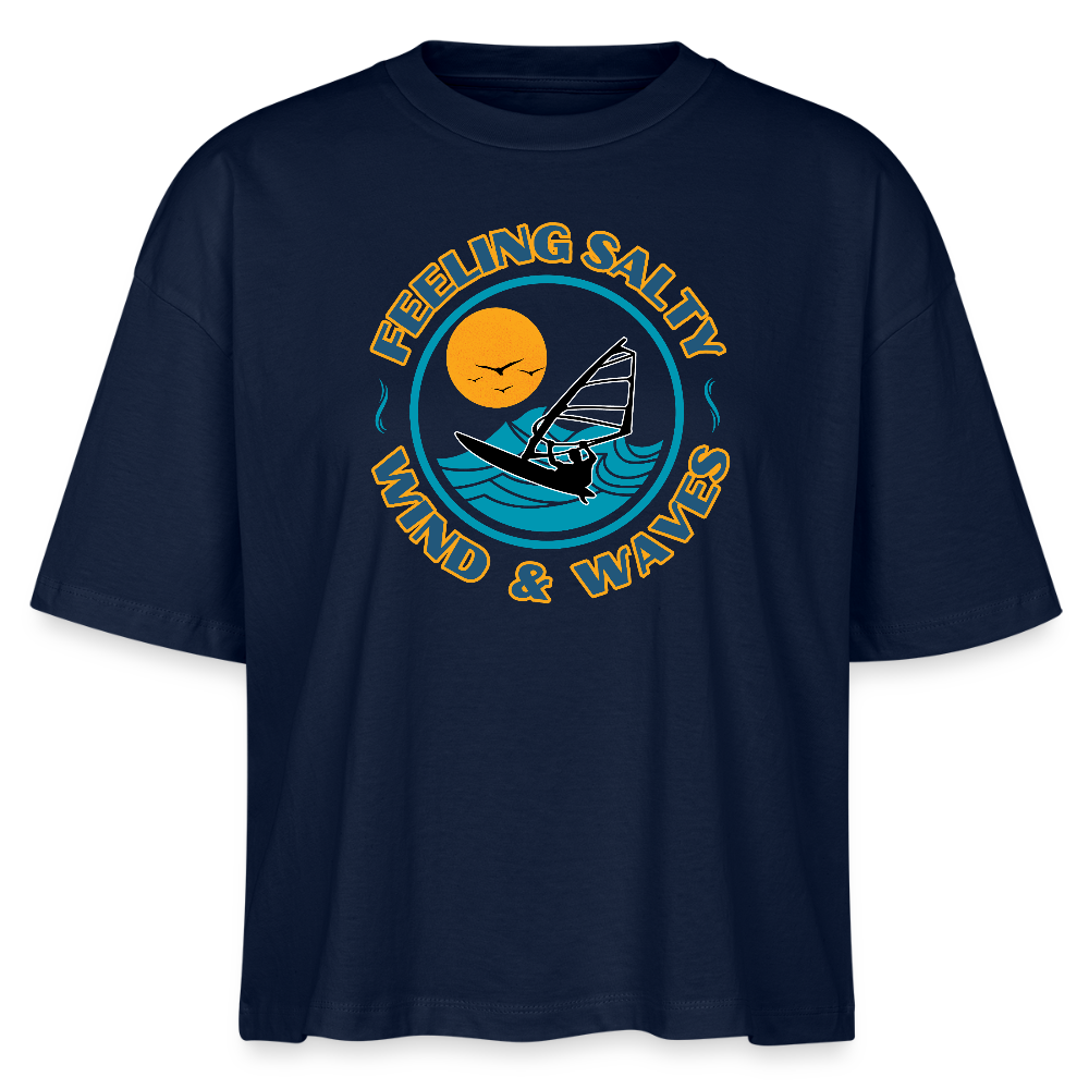 Frauen Boxy Bio-T-Shirt -feeling salty- - Navy