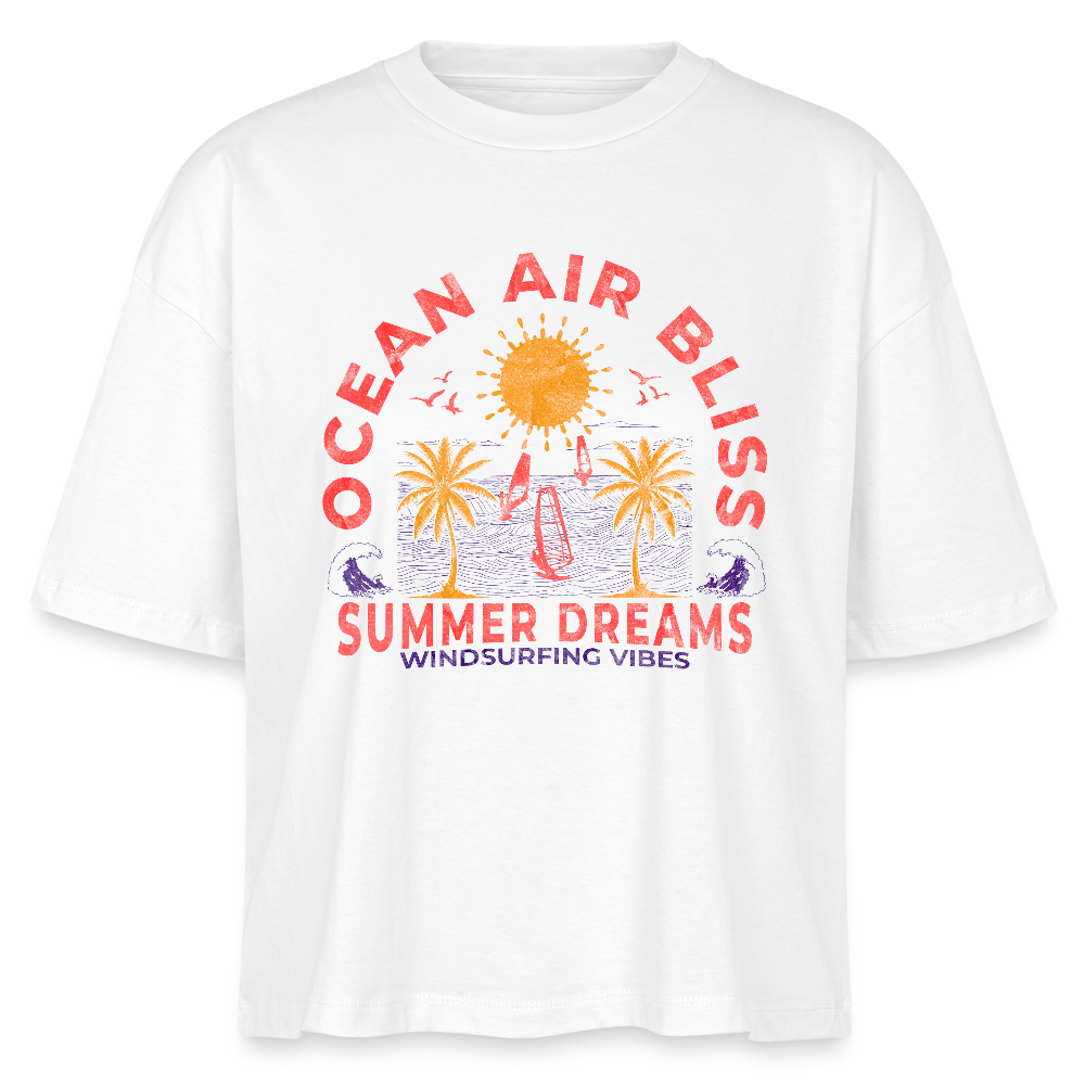 Frauen Boxy Bio-T-Shirt -ocean air bliss- - Weiß