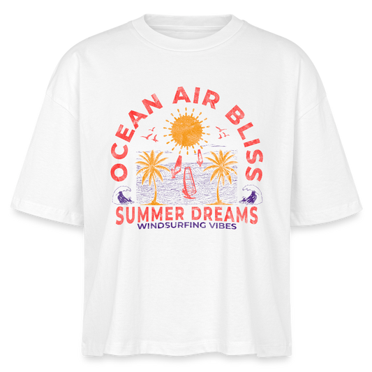 Frauen Boxy Bio-T-Shirt -ocean air bliss- - Weiß